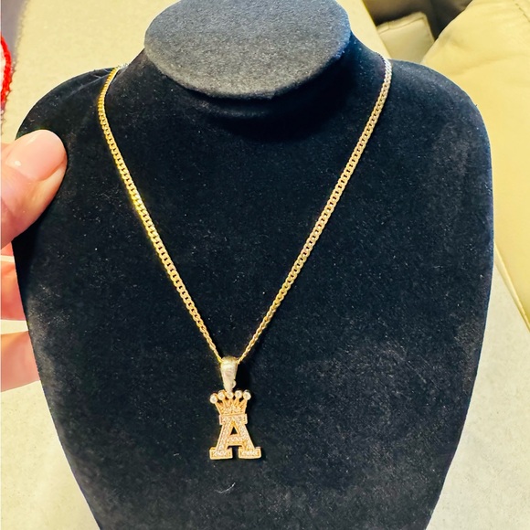 ⚜️ Gold plated Silver with rhinestones Crown necklace - Vintage Queen - Picture 5 of 14